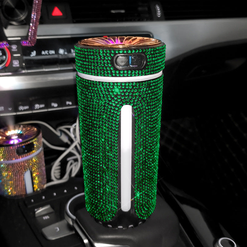 Luxury Diamond Car Humidifier LED Light Car Diffuser Auto Air Purifier Aromatherapy Diffuser Air Freshener Car Accessories For Woman