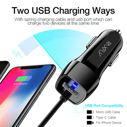 USB Car Phone Charger Spring Wire