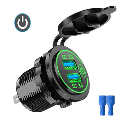 Waterproof Dual USB Car Charger with Quick Charge 3.0