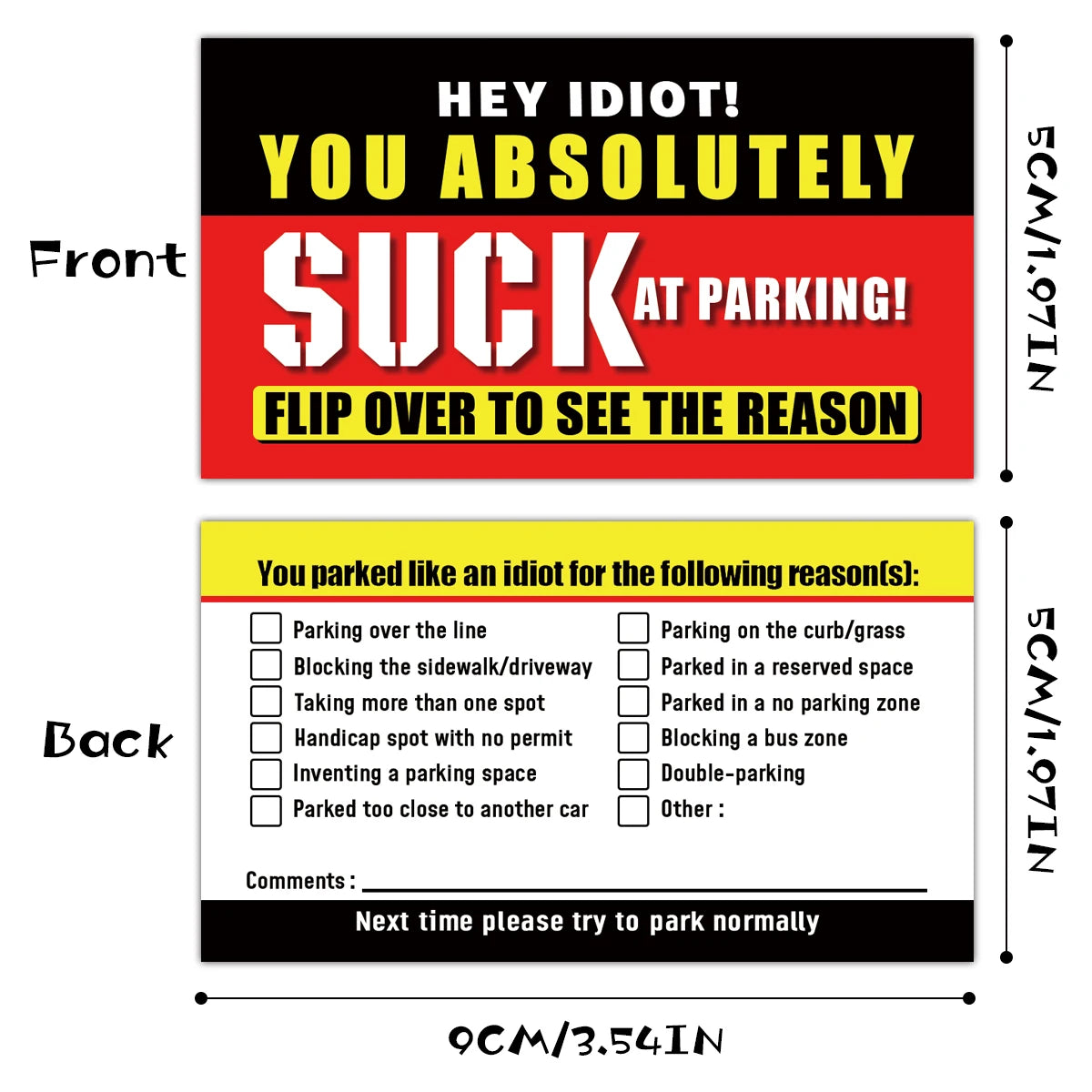 "You Parked Like An Idiot" Cards