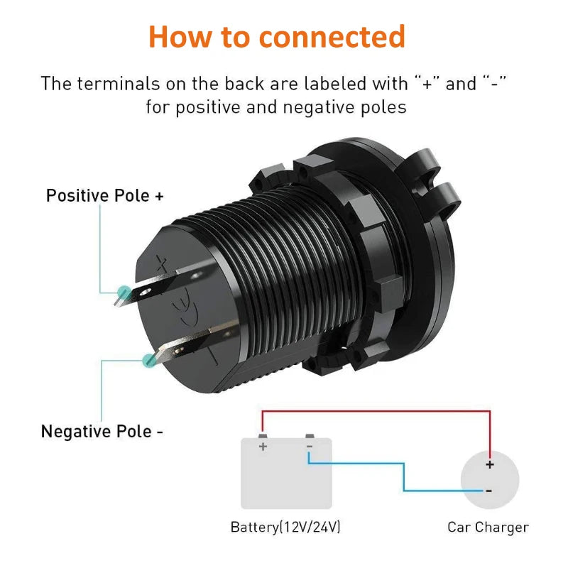 Waterproof Dual USB Car Charger with Quick Charge 3.0