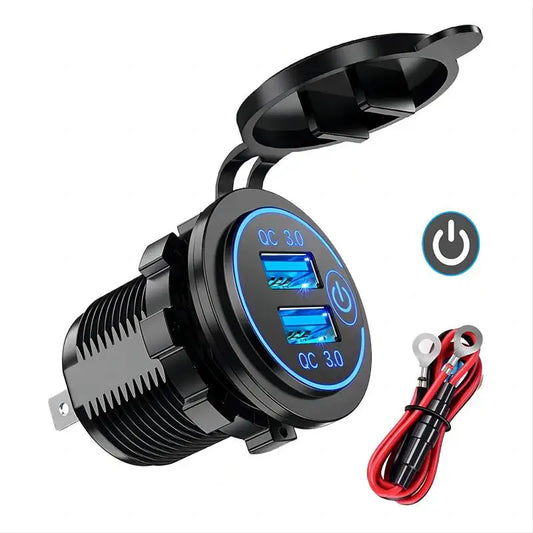 Waterproof Dual USB Car Charger with Quick Charge 3.0