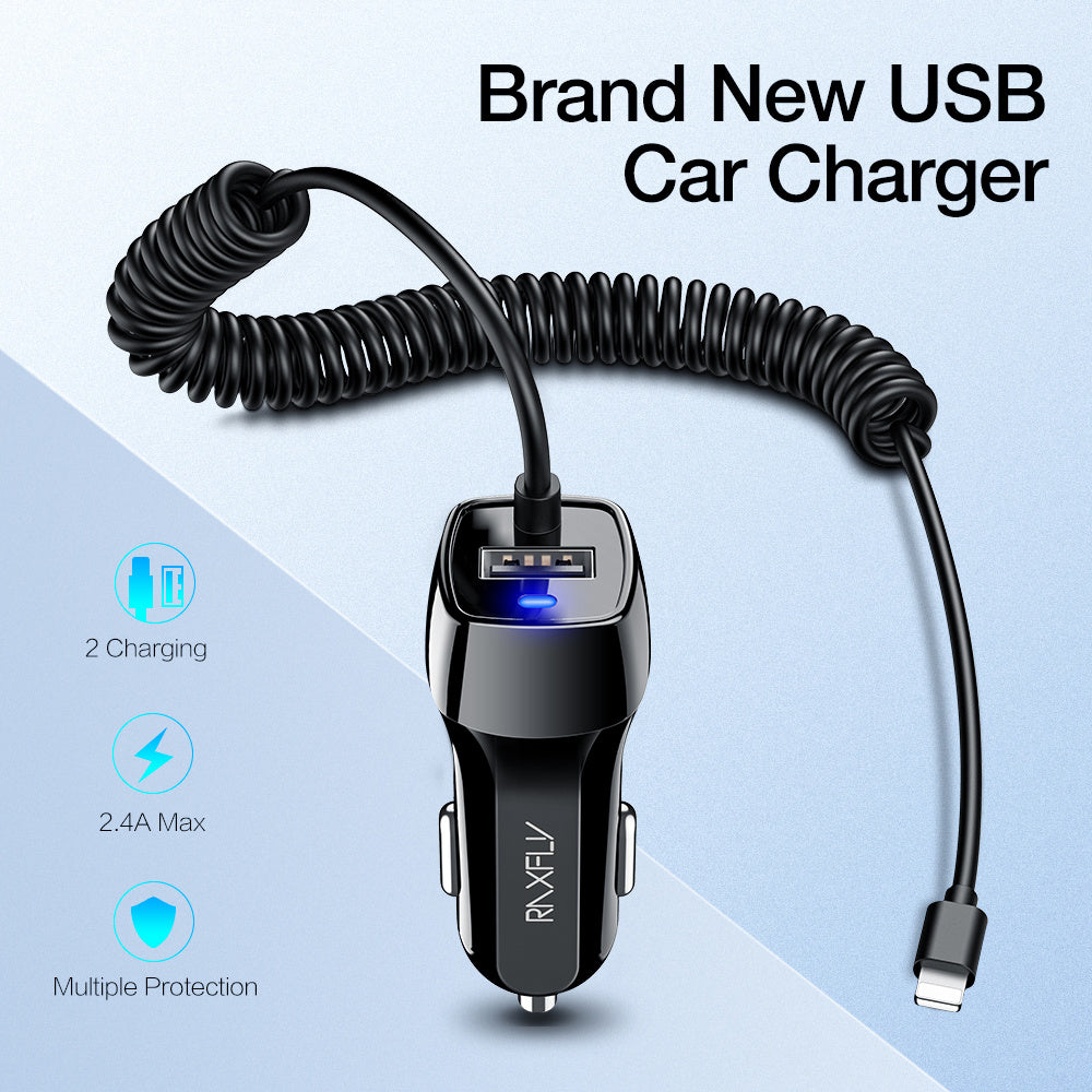 USB Car Phone Charger Spring Wire